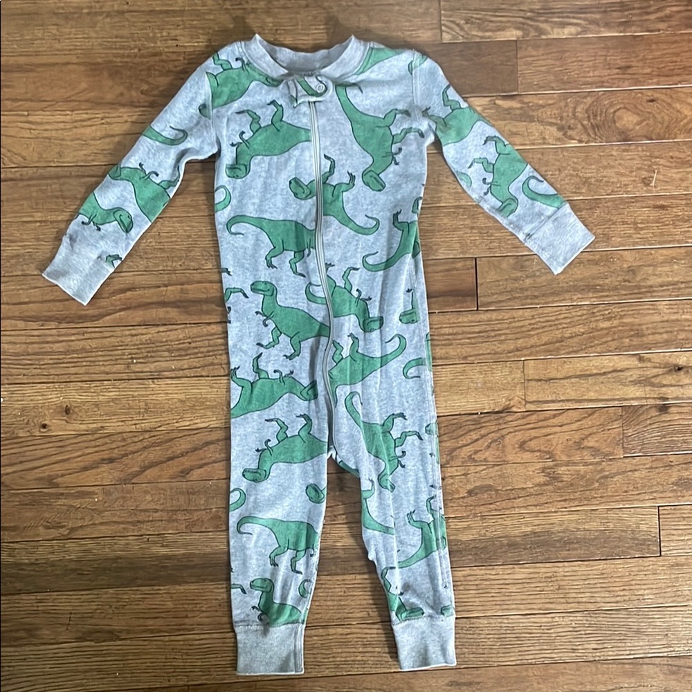 Hanna Andersson Dinosaur Print Kids One Piece Pajama - Gray and Green